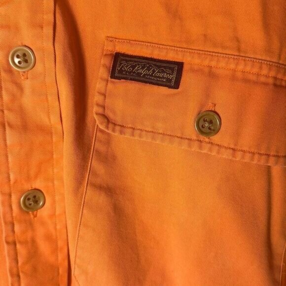 VTG Polo Ralph Lauren Shirt Mens Small Orange Type 1 Military Utility Button Up - Picture 3 of 9